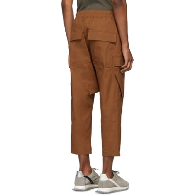 Shop Rick Owens Brown Cropped Drawstring Cargo Trousers In 173 Rust