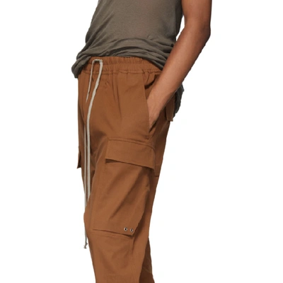 Shop Rick Owens Brown Cropped Drawstring Cargo Trousers In 173 Rust