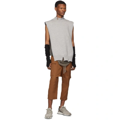 Shop Rick Owens Brown Cropped Drawstring Cargo Trousers In 173 Rust