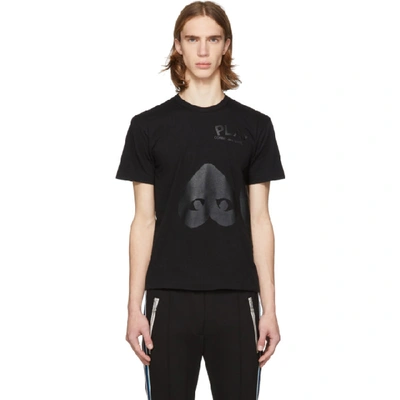 Shop Comme Des Garçons Play Black Upside Down Heart T-shirt In 1 Black