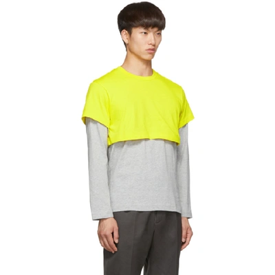 Shop Comme Des Garçons Shirt Comme Des Garcons Shirt Yellow And Grey 2-tone Long Sleeve T-shirt In 4 Ylwgrey