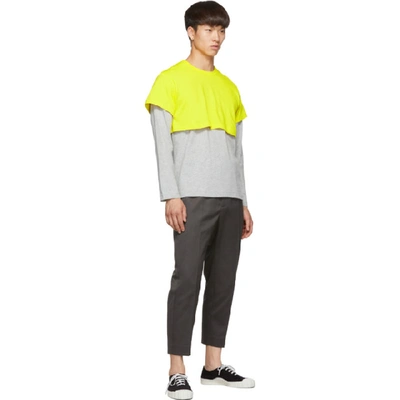 Shop Comme Des Garçons Shirt Comme Des Garcons Shirt Yellow And Grey 2-tone Long Sleeve T-shirt In 4 Ylwgrey