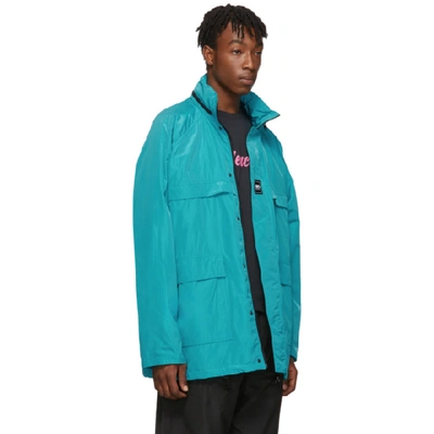 Shop Balenciaga Blue Technical Faille Windbreaker Jacket In 4600 Turquo