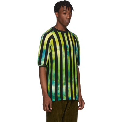 Shop Agr Ssense Exclusive Green Knitted Striped T-shirt In Green/blue
