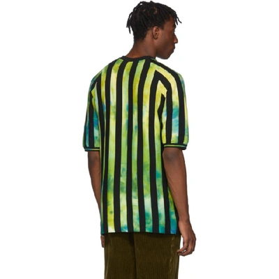 Shop Agr Ssense Exclusive Green Knitted Striped T-shirt In Green/blue