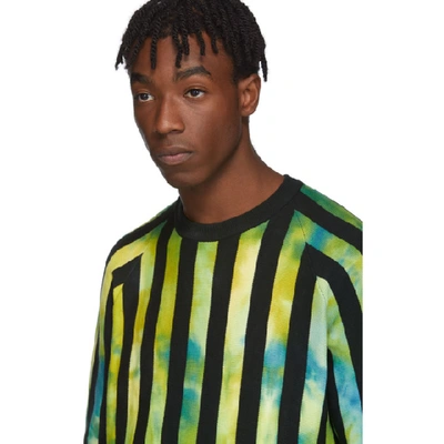 Shop Agr Ssense Exclusive Green Knitted Striped T-shirt In Green/blue