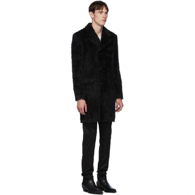 Shop Saint Laurent Black Rive Gauche Double Breasted Coat In 1000 Black