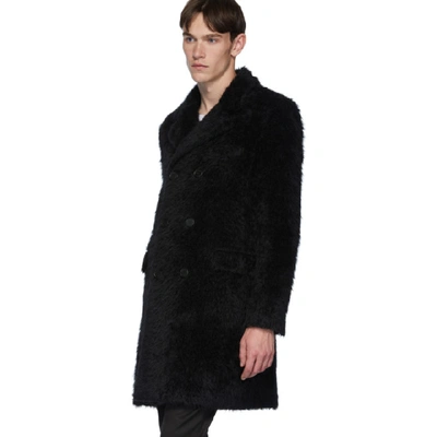 Shop Saint Laurent Black Rive Gauche Double Breasted Coat In 1000 Black