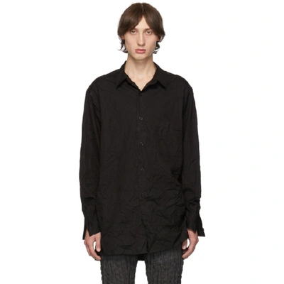 Shop Yohji Yamamoto Black Wrinkled Shirt