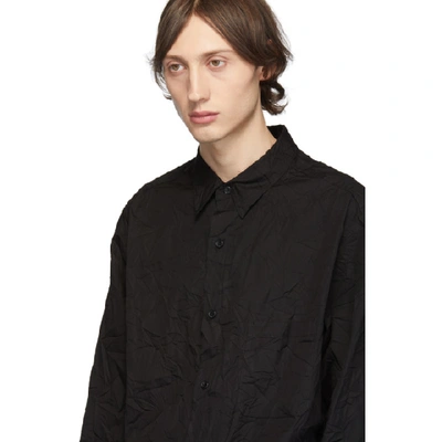 Shop Yohji Yamamoto Black Wrinkled Shirt