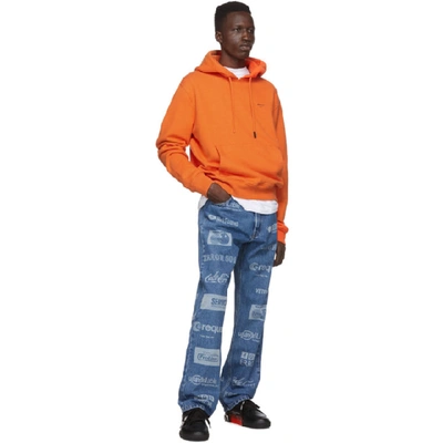 Shop Off-white Orange Logo Hoodie In 1910 Orgblk