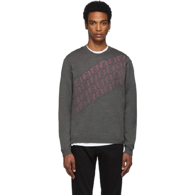 Shop Fendi Grey & Pink Wool 'forever ' Asymmetric Logo Sweater In F16w8 Grey