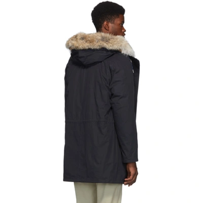 Shop Yves Salomon - Army Navy Down Fur-lined Parka In B0150 Navy