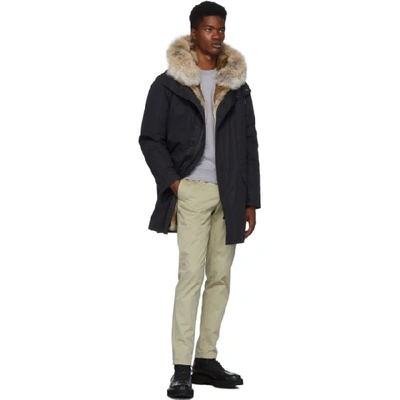 Shop Yves Salomon - Army Navy Down Fur-lined Parka In B0150 Navy