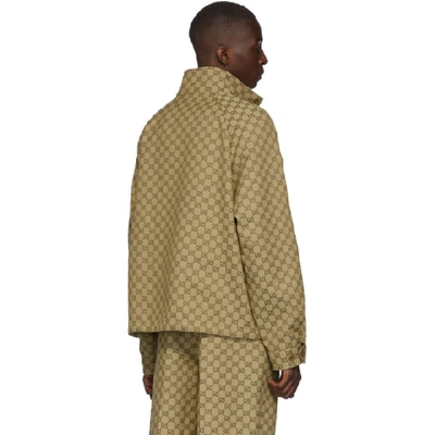 Shop Gucci Beige Gg Zip-up Jacket In 2190 Beige