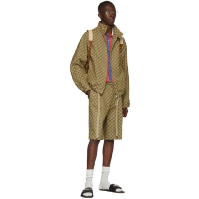 Shop Gucci Beige Gg Zip-up Jacket In 2190 Beige