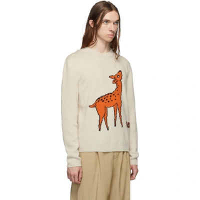 Shop Gucci Beige Gg Deer Sweater In 9133 White