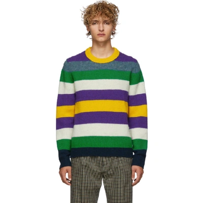 Shop Acne Studios Multicolor Striped Wool Sweater In Green Multi