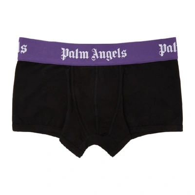 Shop Palm Angels Black And Purple Iconic Trunk Boxers