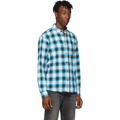 Shop Acne Studios Blue And White Check Shadow Shirt In Bluewhite