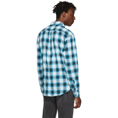 Shop Acne Studios Blue And White Check Shadow Shirt In Bluewhite