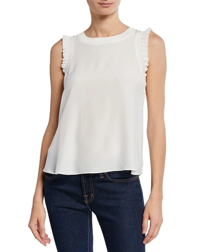 Shop Cinq À Sept Tous Les Jours Lenore Crewneck Sleeveless Silk Top In Ivory