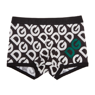 Shop Dolce & Gabbana Dolce And Gabbana Black And White Logo Regular Boxers In Hn92a Blk