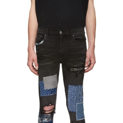 Shop Amiri Black Japanese Repair Jeans In Ablagedblk