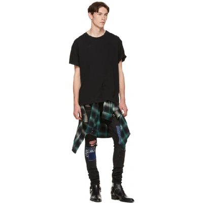 Shop Amiri Black Japanese Repair Jeans In Ablagedblk