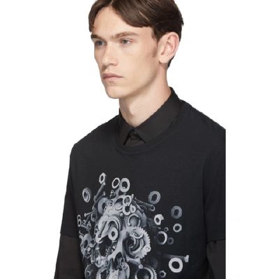 Shop Alexander Mcqueen Black Mechanical Skull T-shirt