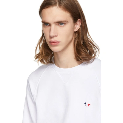 Shop Maison Kitsuné Maison Kitsune White Tricolor Fox Patch Sweatshirt