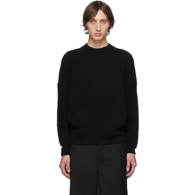 Shop Giorgio Armani Black Cashmere And Silk Kangaroo Pocket Sweater