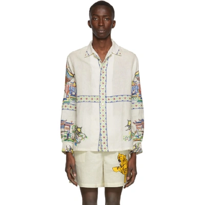 Shop Bode Off-white Pagoda Scene Havana Shirt In Natural