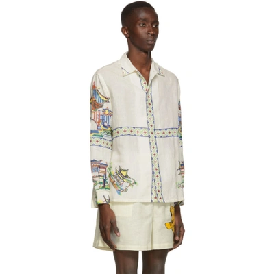 Shop Bode Off-white Pagoda Scene Havana Shirt In Natural