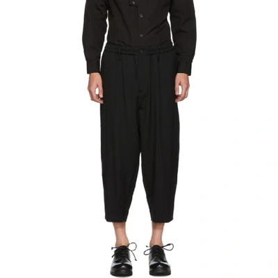 Shop Yohji Yamamoto Black Button Wool Trousers