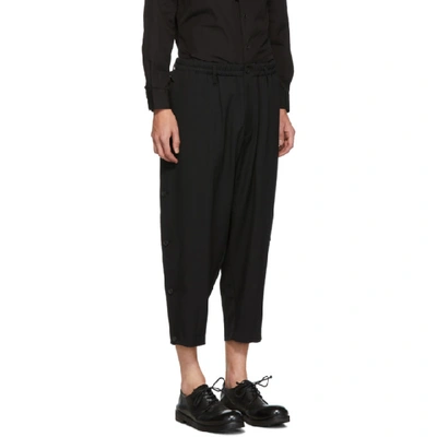 Shop Yohji Yamamoto Black Button Wool Trousers