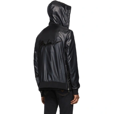 Shop Balmain Black Nylon Hooded Jacket In 0pa Noir