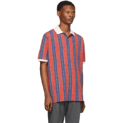 Shop Gucci Red And Blue Chain Polo In 4913 Red