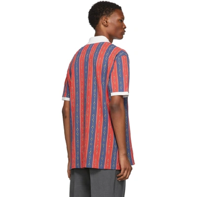 Shop Gucci Red And Blue Chain Polo In 4913 Red