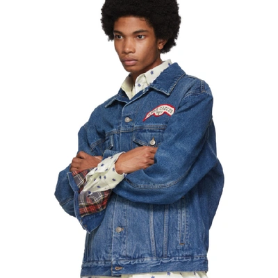 Shop Gucci Blue Denim Patches Oversized Jacket