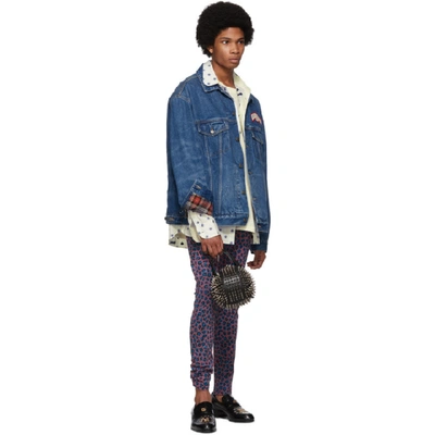 Shop Gucci Blue Denim Patches Oversized Jacket