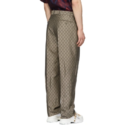 Shop Gucci Brown & White Gg Supreme Wool Trousers In 9032 Natbrn