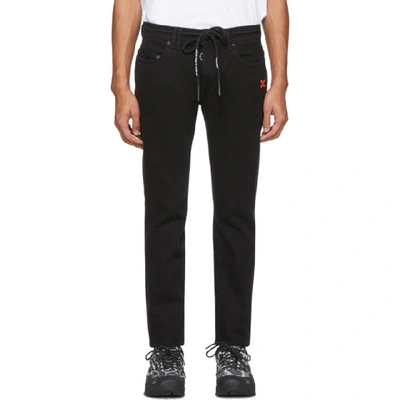 Shop Off-white Black Diag Skinny Jeans In 1001 Blkwht