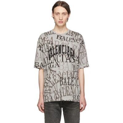 Shop Balenciaga Grey Chinatown T-shirt In 1300 Htr Gr