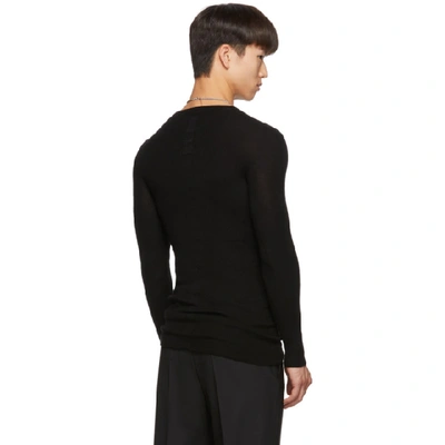 Shop Rick Owens Black Ribbed Round Neck Sweater In 09 Black