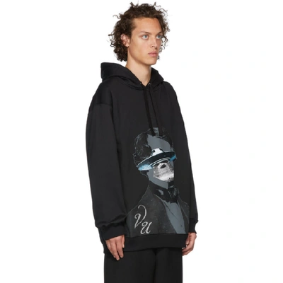 Shop Valentino Black Undercover Edition V Face Ufo Print Hoodie In Dh7 Black