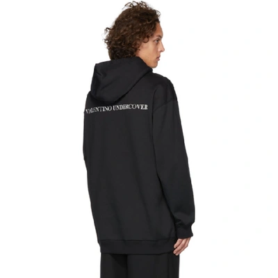 Shop Valentino Black Undercover Edition V Face Ufo Print Hoodie In Dh7 Black