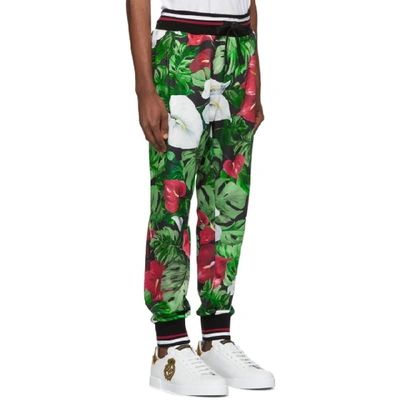 Shop Dolce & Gabbana Dolce And Gabbana Black And Green Anthurium Lounge Pants In Hngg8 Anthu