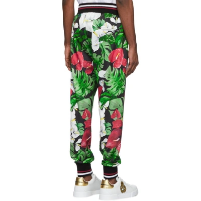 Shop Dolce & Gabbana Dolce And Gabbana Black And Green Anthurium Lounge Pants In Hngg8 Anthu