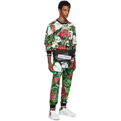 Shop Dolce & Gabbana Dolce And Gabbana Black And Green Anthurium Lounge Pants In Hngg8 Anthu